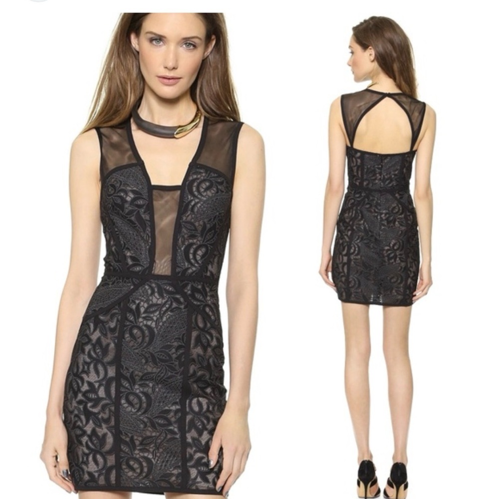 BCBGMaxAzria Black Lace Backless Dress